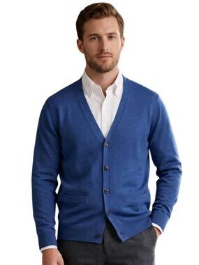 Spier & Mackay Knitwear 100% Merino Wool V Neck Pocket Cardigan Sweater Size L